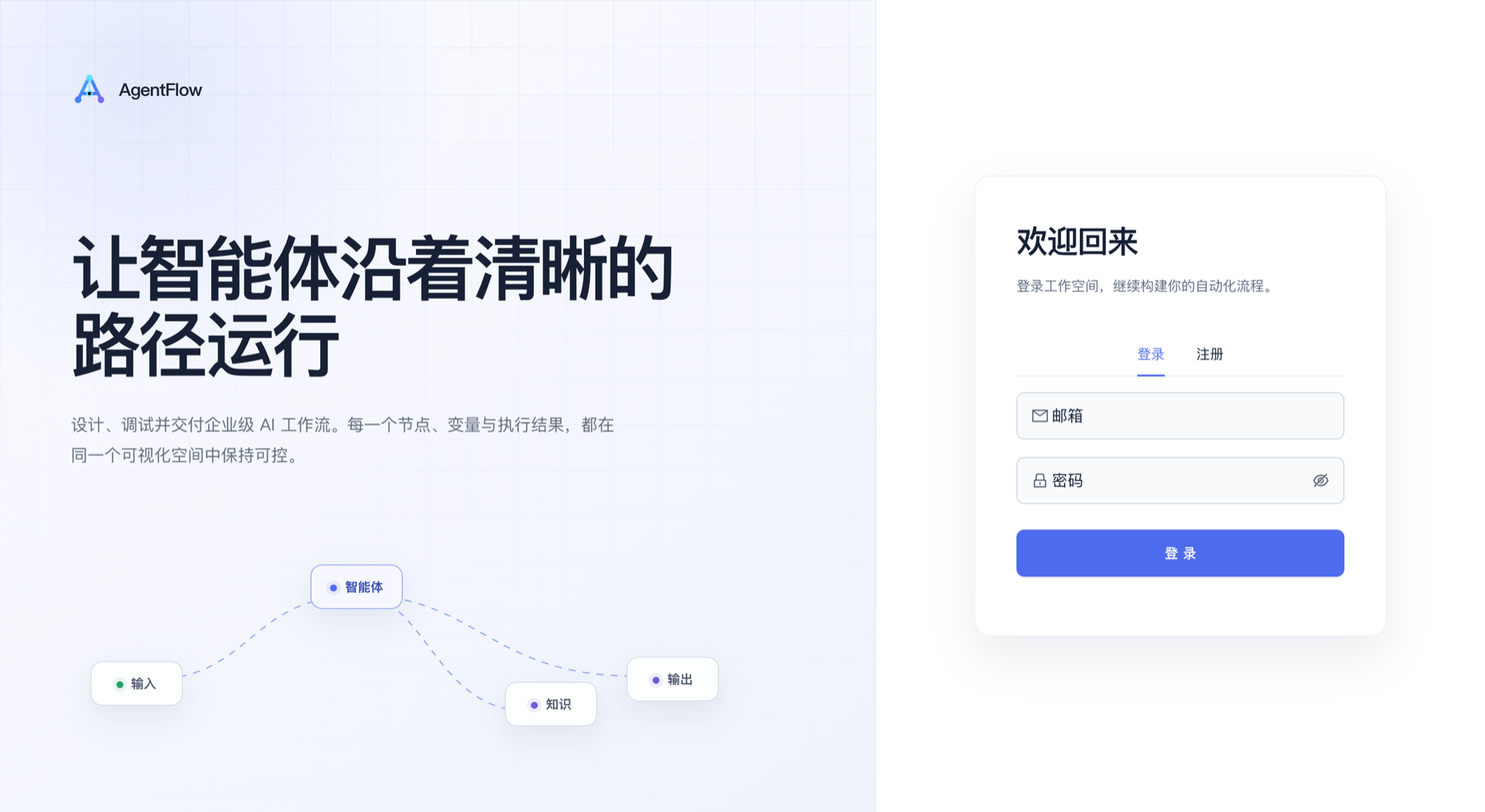 AgentFlow 登录页海报
